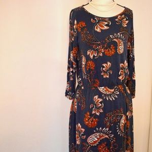 Clayton Long Paisley/ Floral  Dress Size Large